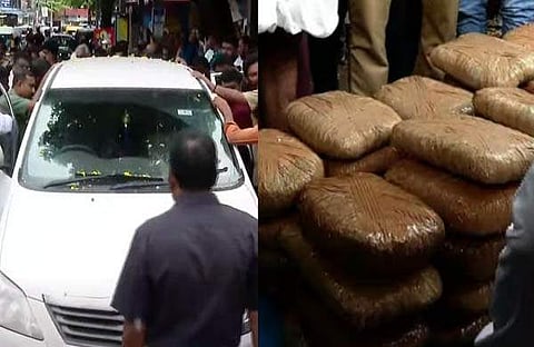 കസ്റ്റഡിയിലെടുത്ത കാര്‍, കഞ്ചാവ്/ ടിവി ദൃശ്യം