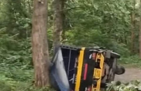 കാട്ടുപന്നി ഇടിച്ച് മറിഞ്ഞ ഓട്ടോറിക്ഷ/ ടെലിവിഷന്‍ ദൃശ്യം
