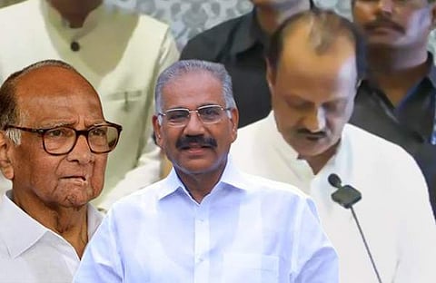 ശരദ് പവാര്‍, എകെ ശശീന്ദ്രന്‍, അജിത് പവാറിന്റെ സത്യപ്രതിജ്ഞ