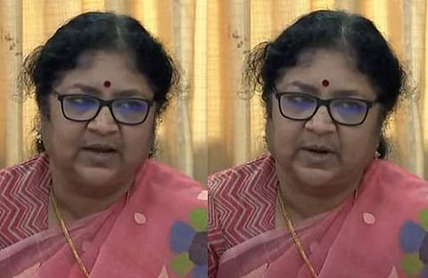 മന്ത്രി ആര്‍ ബിന്ദു വാര്‍ത്താ സമ്മേളനത്തില്‍/ടിവി ദൃശ്യം