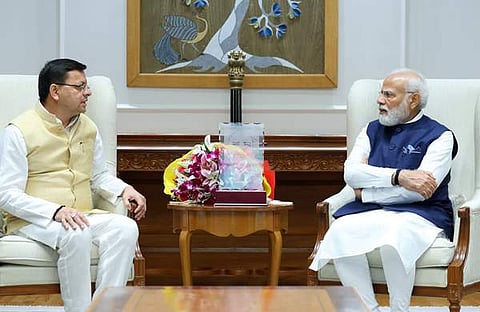 പുഷ്‌കര്‍ സിങ് ധാമി പ്രധാനമന്ത്രിയുമായി കൂടിക്കാഴ്ച നടത്തുന്നു/ട്വിറ്റര്‍