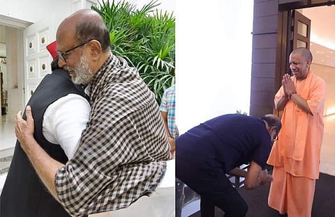 രജനീകാന്ത് അഖിലേഷ് യാദവിനും യോ​ഗി ആ​​ദിത്യനാഥിനുമൊപ്പം/ ചിത്രം: എക്സ്