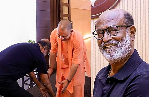യോ​ഗിയുടെ കാൽ തൊട്ട് വന്ദിച്ച് രജനികാന്ത്/ ചിത്രം: പിടിഐ