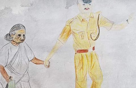 കേരള പൊലീസ് സാമൂഹിക മാധ്യമത്തില്‍ പങ്കുവച്ച ചിത്രം