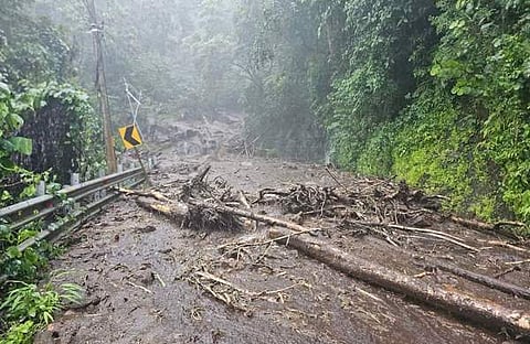 മണ്ണിടിച്ചിലിനെ തുടർന്നു ​ഗതാ​ഗതം തടസപ്പെട്ട ഈരാറ്റുപേട്ട- വാ​ഗമൺ റോഡ്