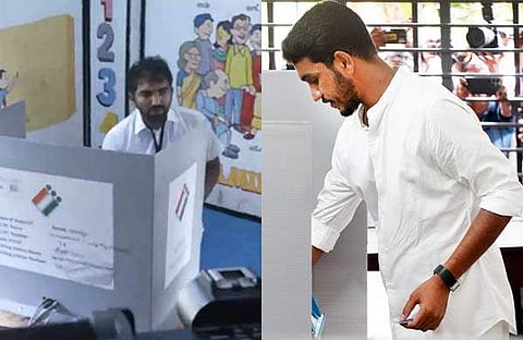 ചാണ്ടി ഉമ്മനും ജെയ്കും വോട്ടു ചെയ്യുന്നു/ എഎന്‍ഐ