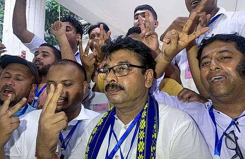 വിജയം നേടിയ തഫാജല്‍ ഹുസൈന്റെ ആഹ്ലാദം/ പിടിഐ