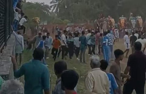 ക്ലബ്ബുകള്‍ തമ്മിലുണ്ടായ സംഘര്‍ഷത്തിനിടെ ആനയിടഞ്ഞു/സ്‌ക്രീന്‍ഷോട്ട്