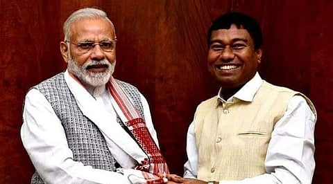 Narendra Modi and Rameshwar Teli 