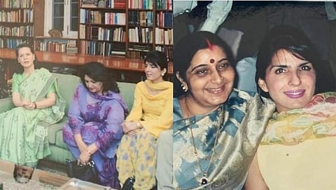 Aroosa Alam with Sonia Gandhi and Sushma Swaraj 
