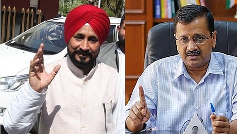 Charanjit Singh Channi and Arvind Kejriwal 