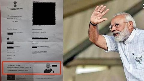 narendra modi photo on covid vaccine certificate 