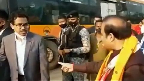 CM Himanta Biswa Sarma scolds IAS officer Nisarg Hivare for halting. 