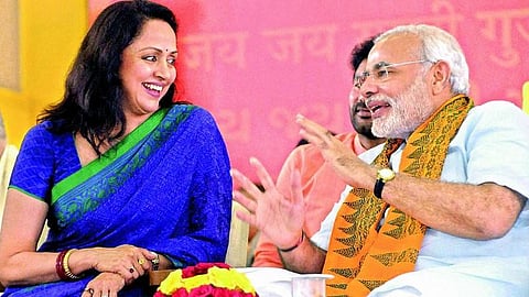 Hema Malini and Narendra Modi 