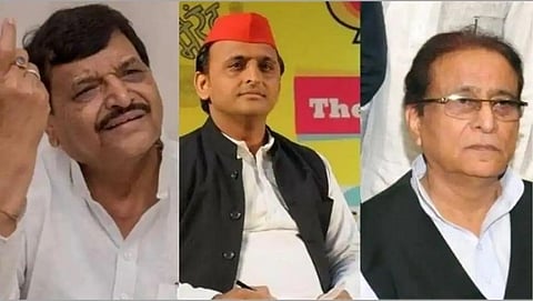 shivpal yadav, akhilesh yadav, azam khan  