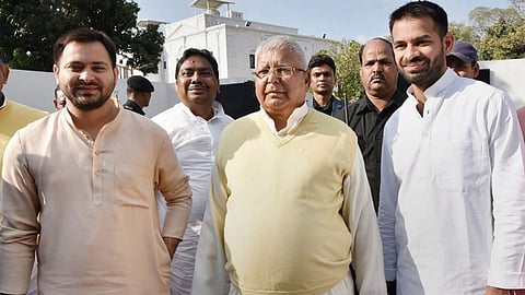 Tejashwi Yadav, Lalu Prasad Yadav and Tej Pratap Yadav 