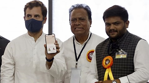Rahul Gandhi, Jagdish Thakor and Hardik Patel 