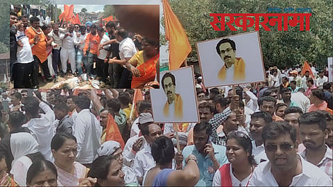 Symbolic funeral of Eknath Shinde at Nashik.