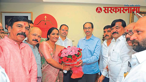 BJP corporator Poonam Dhangar with Uddhav Thackray