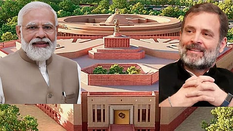 News Parliament Building, Narendra Modi, Rahul Gandhi 