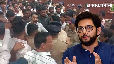 aaditya thackeray rane worker clash in rajgad fort