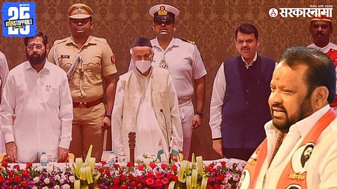 Eknath  shinde cm ceremony, devendra fadnavis And Shahaji Bapu Patil