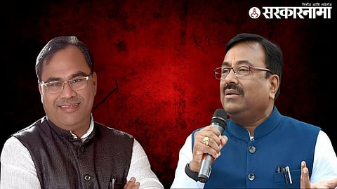 Tense scenes inside Chandrapur Municipal Corporation as BJP corporators from rival factions argue during Mayor Sangeeta Khandekar’s oath ceremony.
