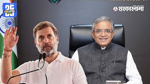 Rahul Gandhi addressing media, alleging vote theft inside the Election Commission.