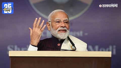 Prime Minister Narendra Modi announces the ₹1 Lakh Crore RDI Scheme to strengthen India’s innovation and research ecosystem, encouraging private sector participation.