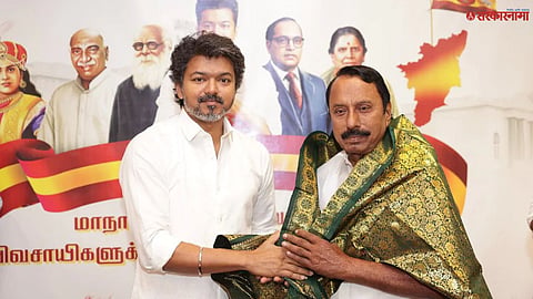 Vijay during a political meeting amid growing public sympathy over the delay in Tamil Nadu government formation.