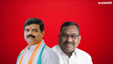 Amit Deshmukh with newly appointed Latur district president Abhay Salunke and city president Shivaji Javalgekar.