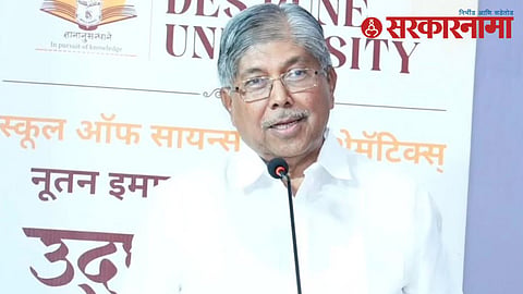 Higher and Technical Education Minister Chandrakant Patil speaks about the state of research in Maharashtra universities during an event in Pune.