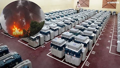 Firefighters battle a massive blaze in a West Bengal building where nearly 4,000 EVM machines were reportedly destroyed.