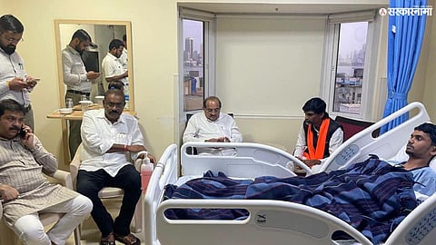 Senior leaders Radhakrishna Vikhe Patil, Uday Samant and Suresh Dhas visit hospitalised Shivraj, son of Manoj Jarange Patil, to enquire about his health.
