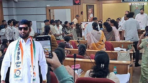 A dramatic scene unfolded during the Pune Zilla Parishad general body meeting after a young woman allegedly attempted suicide, with serious allegations levelled against Mangesh Jagtap.