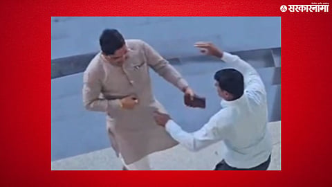 BJP corporator Sambhaji Shinde and contractor Bharat Navgire during the reported altercation in Badlapur.