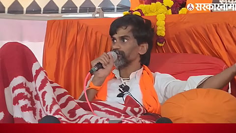 Manoj Jarange Patil amid the ongoing Maratha reservation agitation; his remarks have drawn objections from ministers.