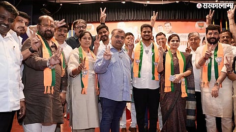 Pune BJP leader Ganesh Bidkar during the party meeting where over 100 corporators remained absent in the presence of BJP State President Ravindra Chavan.