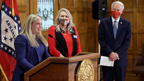 Mischa Martin (left),
Deputy Secretary of Youth and Families, speaks in the governor conference room alongside Christie Erwin, founder of Project Zero.
