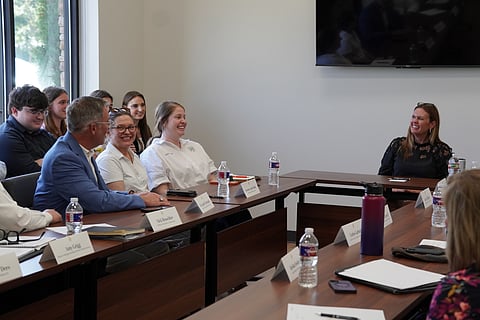 Governor Sanders and Arkansas Leaders at 10:33 Roundtable discussion