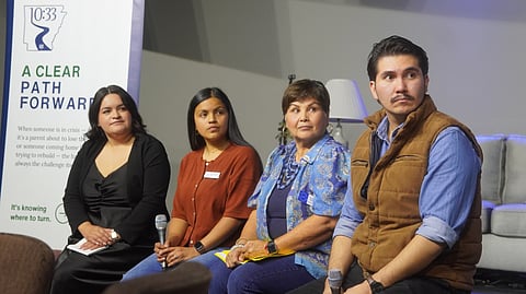 The panel included Noemi Rubio of Hope Resource Center; Letty Allbright, a family advocate at the River Valley Child Advocacy Center; Caroline Rowe, who works with migrant students; and Pastor Tony Reyes of Iglesia Cristo Viene, a bilingual church in Russellville, Arkansas.