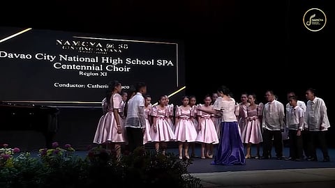 The Davao City National High School Choir (DCNHS-Choir) clinched the championship trophy in the 2023 National Music Competitions for Young Artists (Namcya) children’s category held at the Manila Metropolitan Theatre on Friday, November 24.