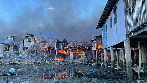 CEBU. Hundreds of houses were destroyed in the fire that hit Sitio Sta. Maria in Barangay Pusok, Lapu-Lapu City Tuesday, December 12, 2023.
