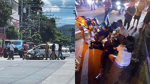 (Left) A collision occurred between a motorcycle and a taxi on Porras Street in Bo. Obrero, Davao City on November 12, 2023; (Right) A vehicular collision occurred in Brgy. Sirawan, Toril, Davao City on October 15. 