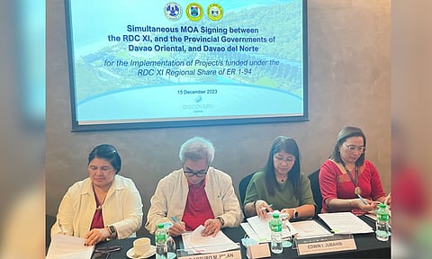  The provincial government of Davao del Norte and Davao Oriental recently signed a memorandum of agreement (MOA) with the Regional Development Council (RDC) XI on the implementation of projects with funding support provided under Energy Regulation (ER) 1-94 of the Department of Energy (DOE).