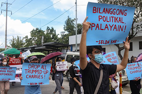 Southern Mindanao chapters of Karapatan and Bagong Alyansang Makabayan (BAYAN) staged a protest at the Freedom Park, Sunday morning, December 10, 2023, in commemoration of the 75th anniversary of the Universal Declaration of Human Rights. 