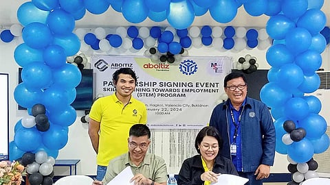SKILLS FOR SUCCESS. Through its social responsibility initiatives under Aboitiz Foundation Inc., Aboitiz Construction recently signed a memorandum of agreement with the Technical Education and Skills Development Authority (Tesda) Provincial Office-Bukidnon and Maces Skills Training Institute Inc. to upskill community residents of Malaybalay City, Bukidnon on various technical vocational skills.