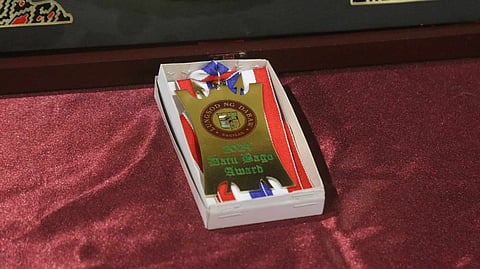 The Datu Bago Award 2024 for President Rodrigo Duterte during its52nd Conferment on Wednesday evening, March 13, 2024, at the Arcadia Event Center, Matina, Davao City. Duterte, however, was absent during the event.