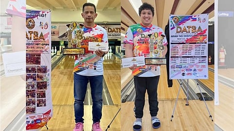 ARAW DATBA CHAMPS. Ulysses Caturan and Kim Brian Salvador win the championship titles of their respective divisions as the 17th Araw ng Dabaw National Bowling Tour (NBT) Open concluded at the SM Lanang bowling center recently.