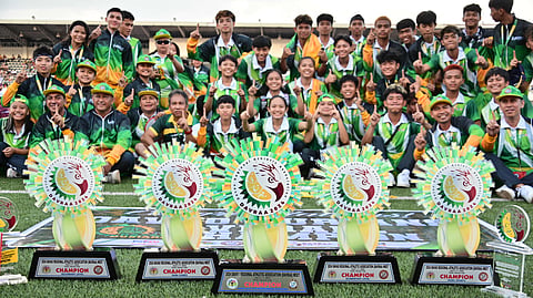 THE REIGN CONTINUES. Davao City is again crowned overall champions as the Davao Region Athletic Association (Davraa) Meet 2024 concluded at the Davao City-University of the Philippines (UP) Sports Complex at UP Mindanao on Sunday afternoon, April 7. Davao City Mayor Sebastian Duterte led the closing ceremonies of the regional sportsfest.